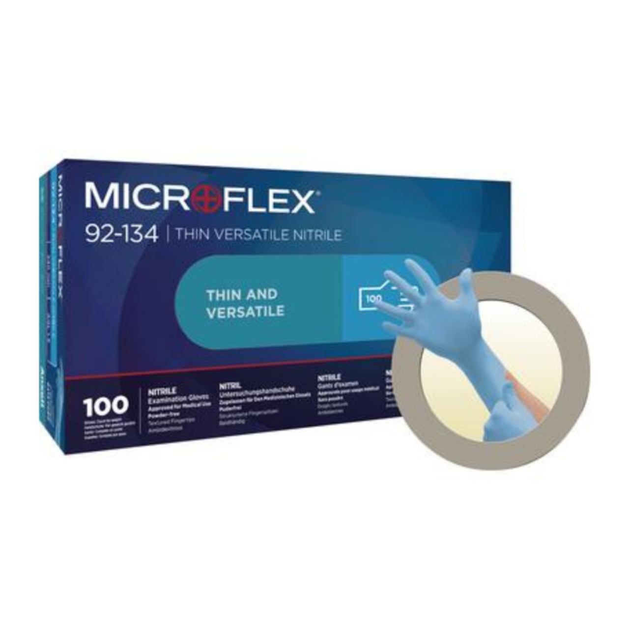 Exam Glove, Nitrile, Large (8.5-9), Thin and Versatile, Powder-Free, Textured Fingers, Blue, 100/bx, 10 bx/cs (US Only)