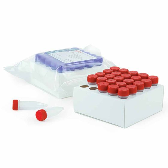 Diamond Midi Centrifuge Tube, 5ml, Polypropylene, Assembled Red Screw Cap, Graduated, Sterile, 50/rack, 10 rack/cs