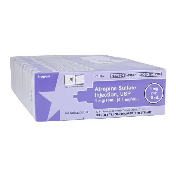 Atropine Sulfate Injection 0.1mg/mL Luer-Jet Prefilled Syringe 10mL 10/Package (76329334001)