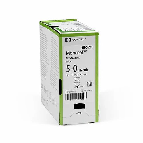 Suture, Premium Reverse Cutting, Size 5-0, Clear, 18", Needle P-13, 3/8 Circle, 3 dz/bx (Continental US Only)