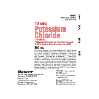 5% Dextrose, 0.2% Sodium Chloride and 20 mEq/L Potassium Chloride Injection, USP, 500 ml, Viaflex Plastic Container, 24/cs (Rx) (Continental US Only) (Product Access Restricted. Check with your sales rep to verify eligibility)