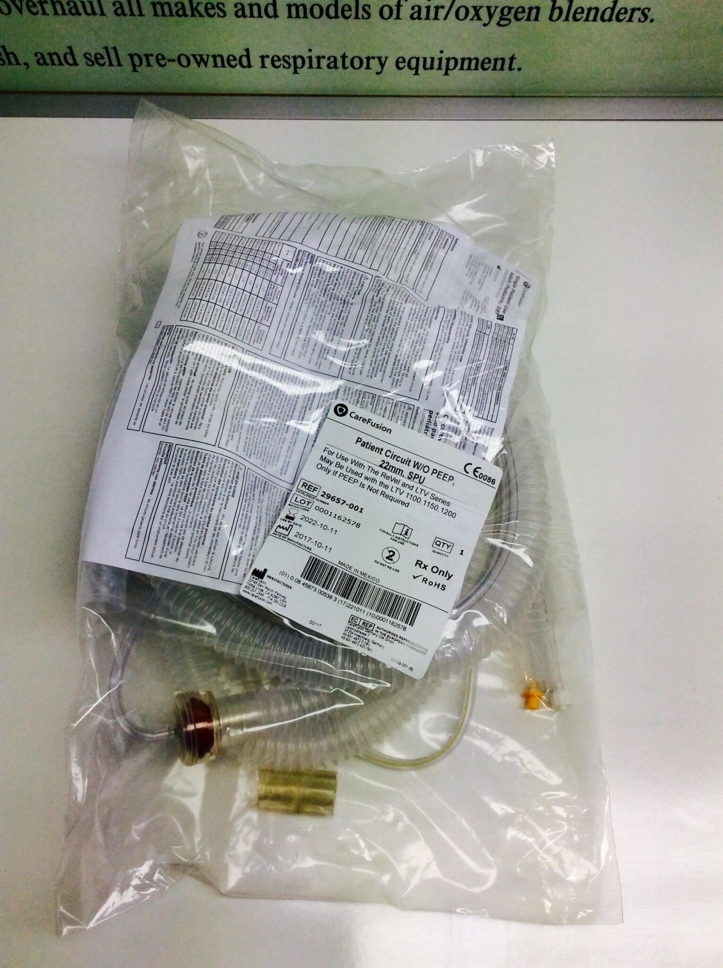 Patient Circuit, without PEEP, 22mm, Single Patient Use, 10/cs (Continental US Only)