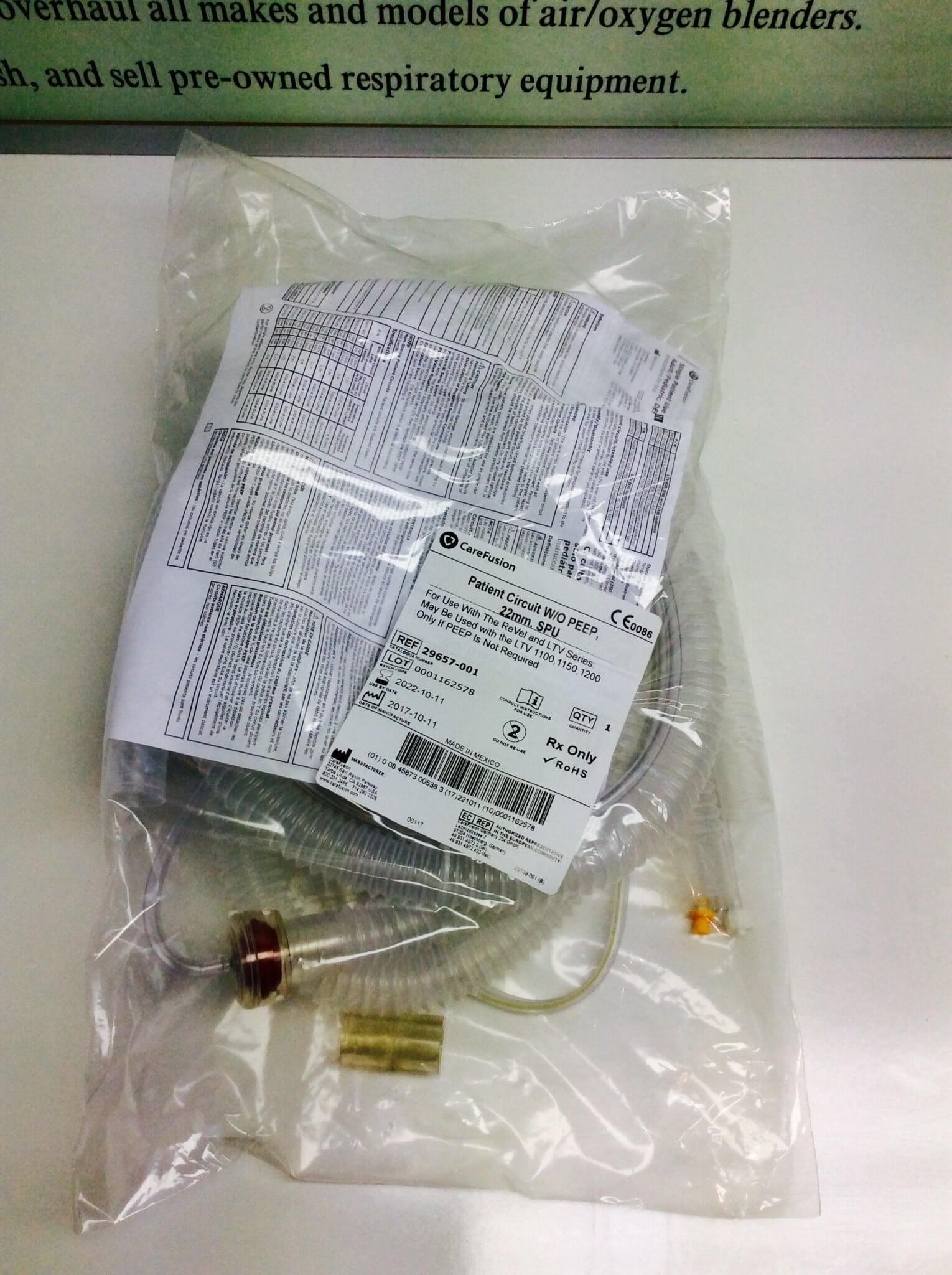 Patient Circuit, without PEEP, 22mm, Single Patient Use, 10/cs (Continental US Only)