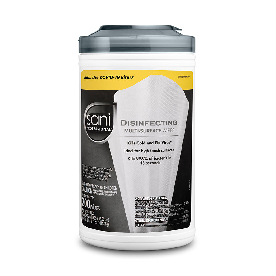 Disinfecting Multi-Surface Wipe, 7 1/2 x 5 3/8, White, 200/can 6 can/cs