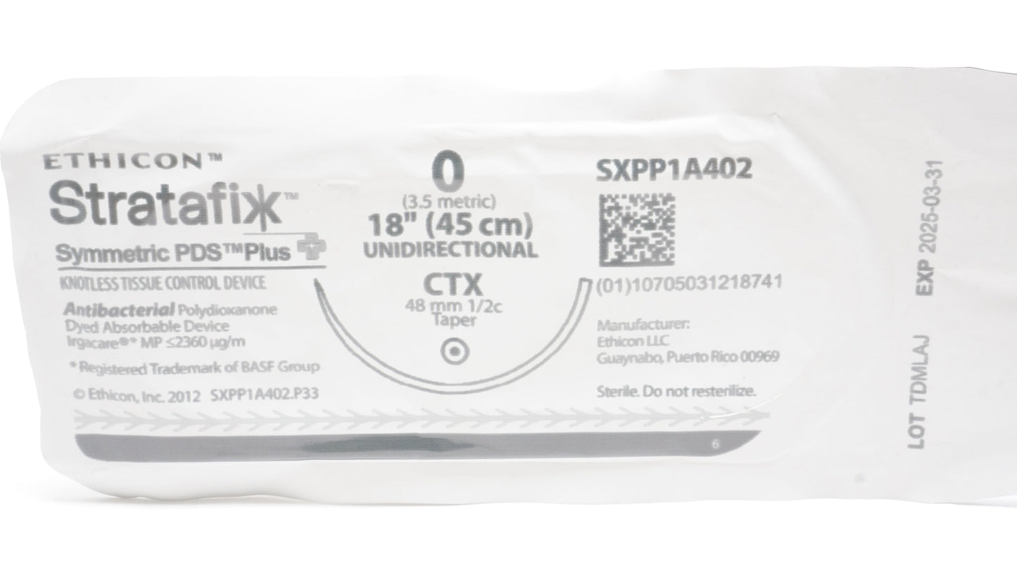 STRATAFIX Symmetric PDS Plus Suture, Size 0, Violet, CTX, 45 cm, 12/bx (Continental US Only)