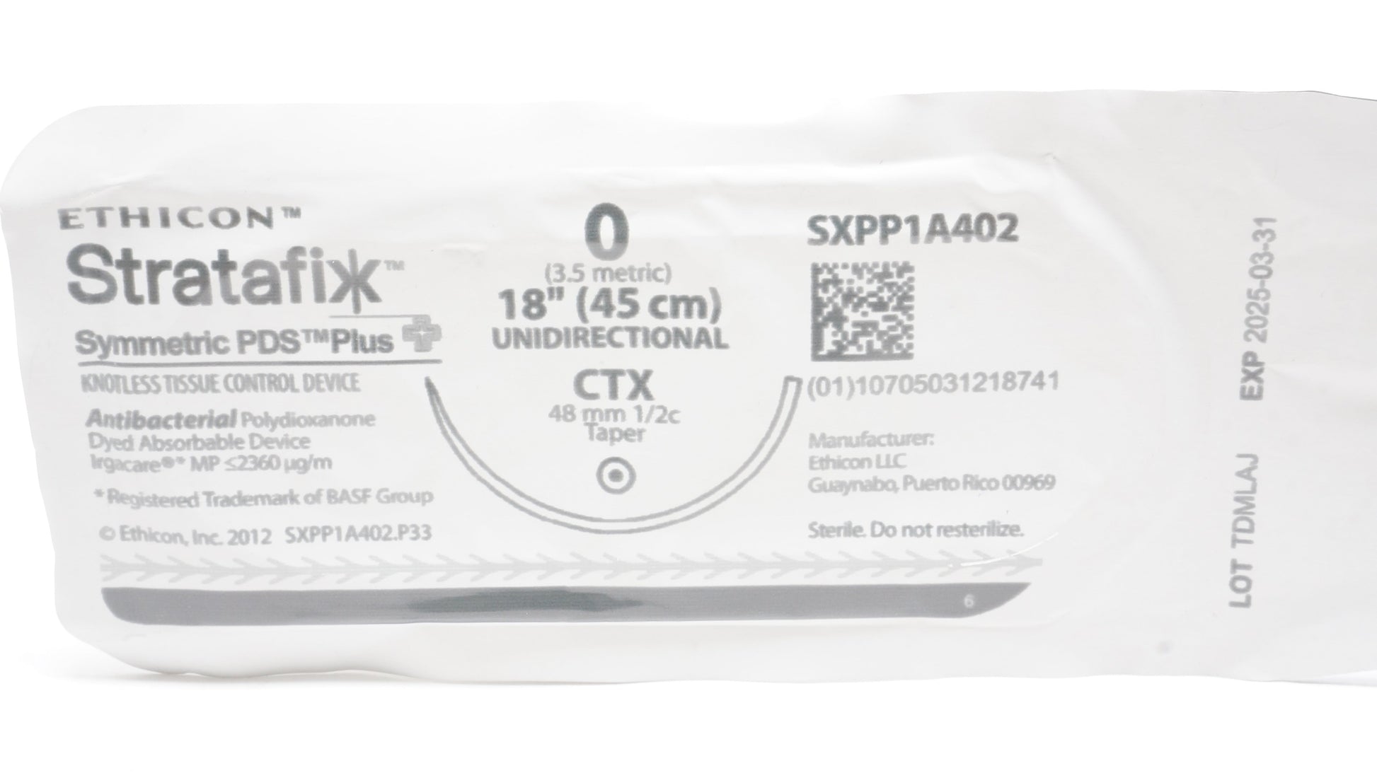STRATAFIX Symmetric PDS Plus Suture, Size 0, Violet, CTX, 45 cm, 12/bx (Continental US Only)