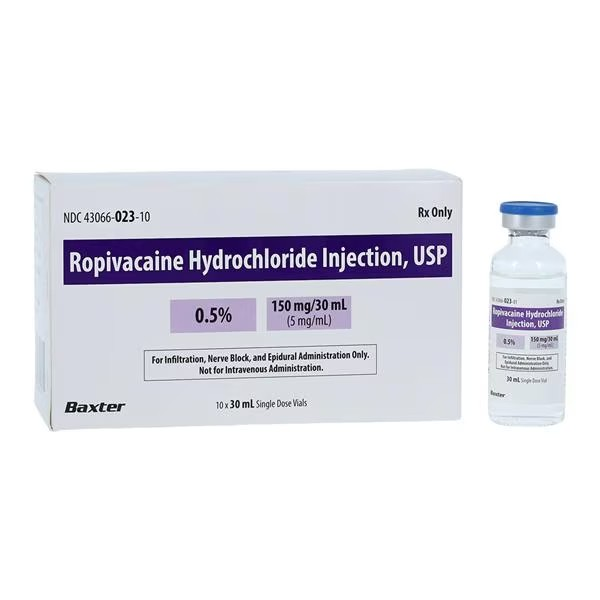 Ropivacaine HCl Injection 0.5% 5mg/mL Preservative Free SDV 30mL 10/Package (43066002310)