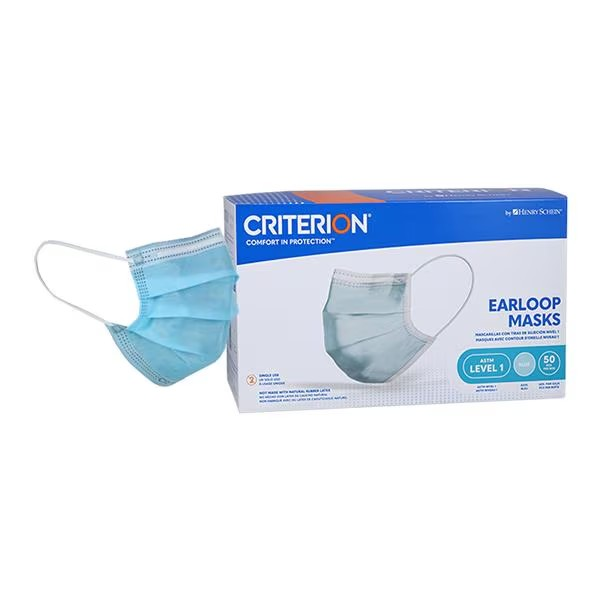 Criterion Earloop Mask ASTM Level 1 Blue Adult 50/Bx (1043809)