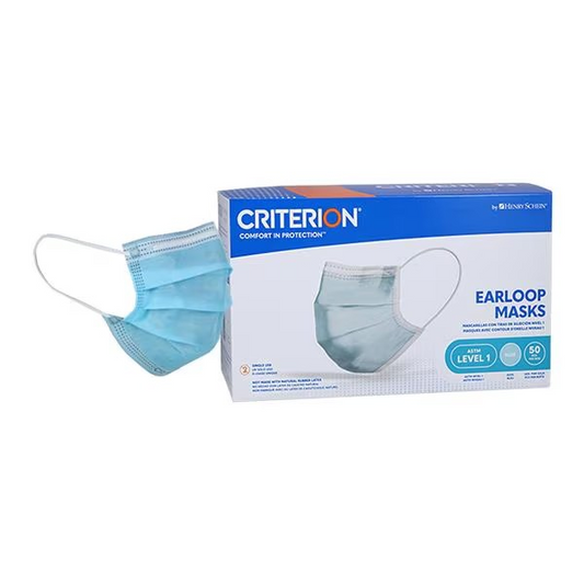 Criterion Earloop Mask ASTM Level 1 Blue Adult 50/Bx (1043809)