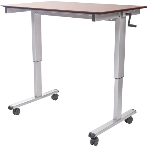High Speed Crank, 60" Single Column, Adjustable Height 32.6" to 48.5", (4) 3" Casters (2 with Locking Brakes), Overall with casters: 59"W x 29.5"D x 32.6" to 48.5"H, Silver/Dark Walnut (DROP SHIP ONLY)