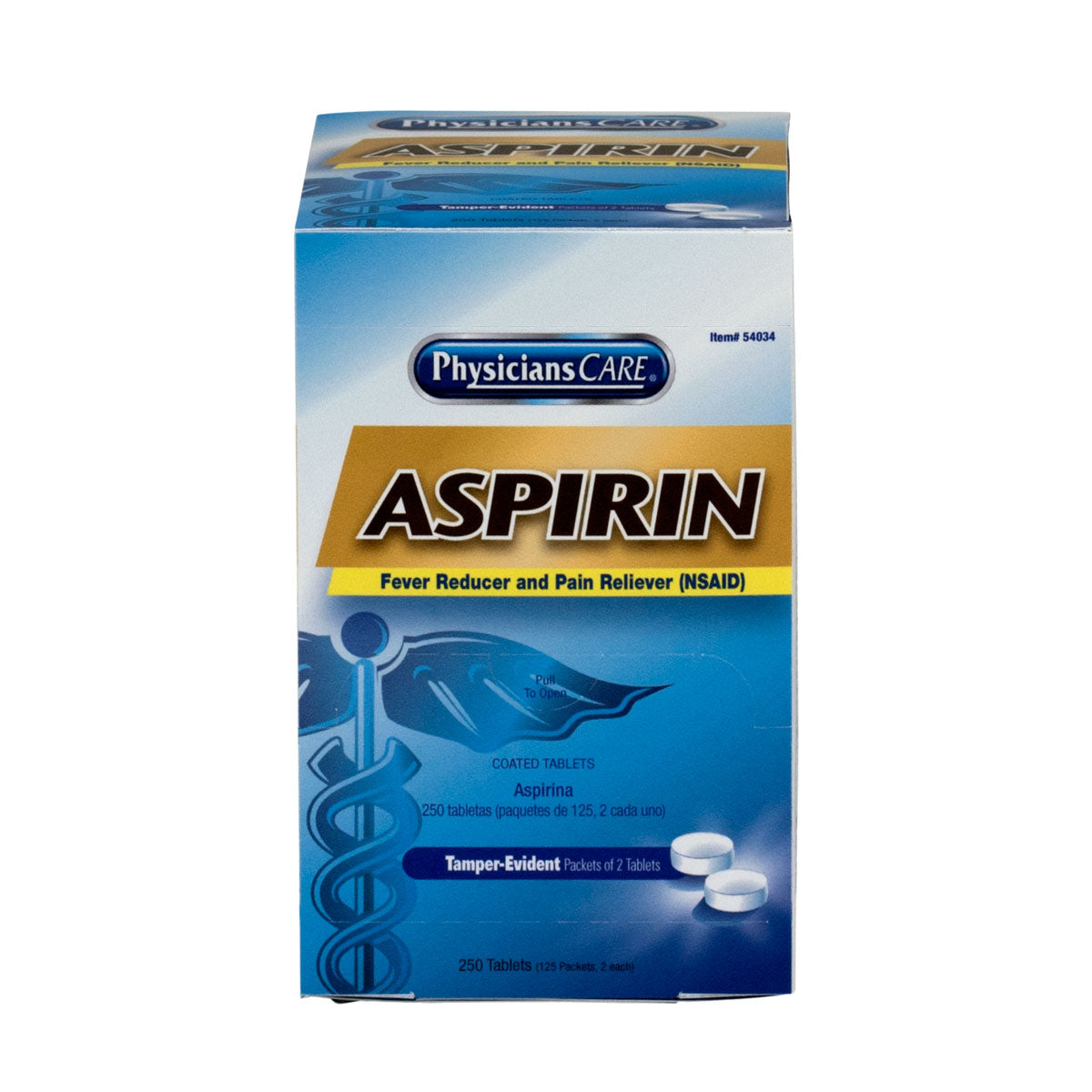 PhysiciansCare Aspirin 2/pk, 125pk/bx  (DROP SHIP ONLY - $150 Minimum Order)