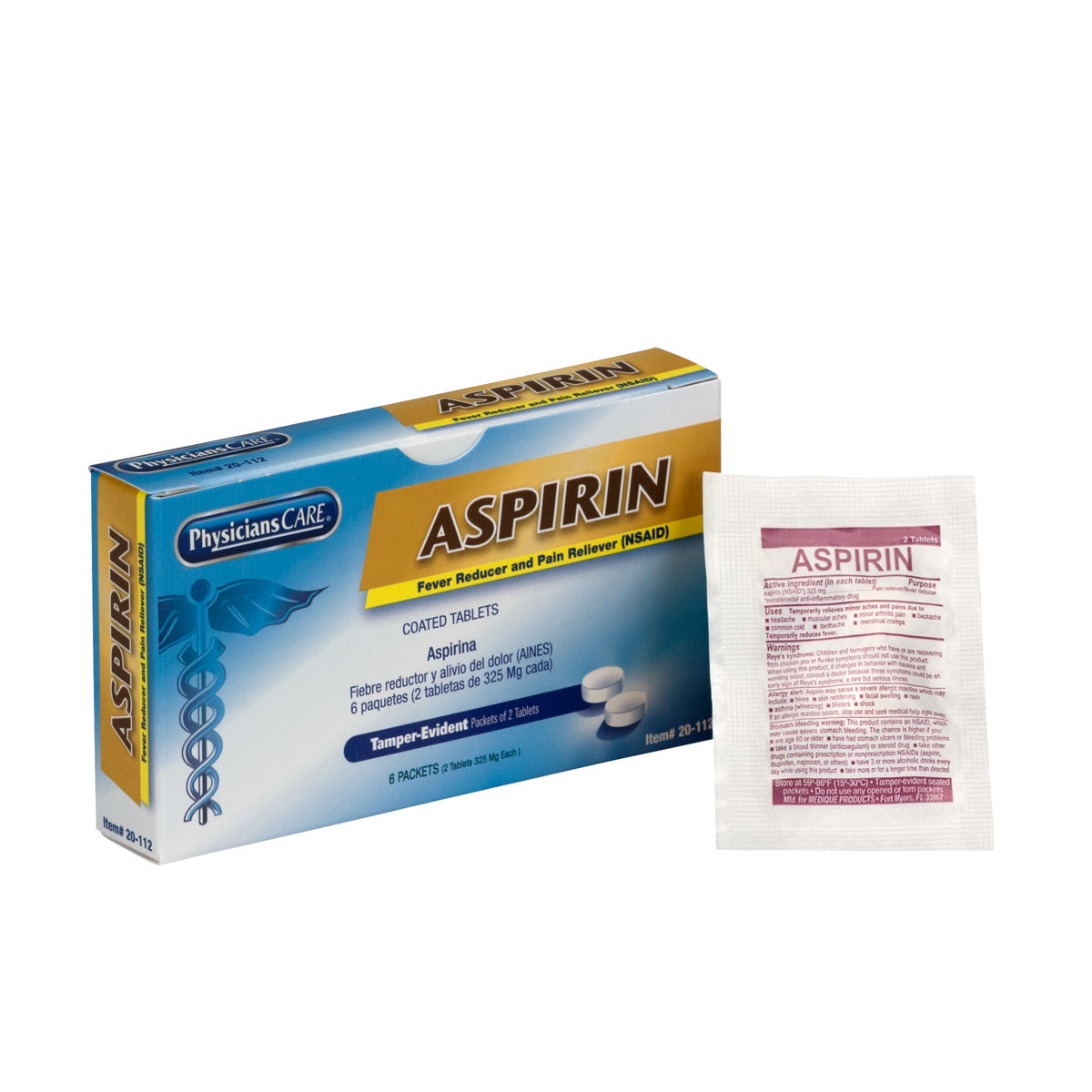 PhysiciansCare Aspirin, 2/pk, 6pk/bx  (DROP SHIP ONLY - $150 Minimum Order)