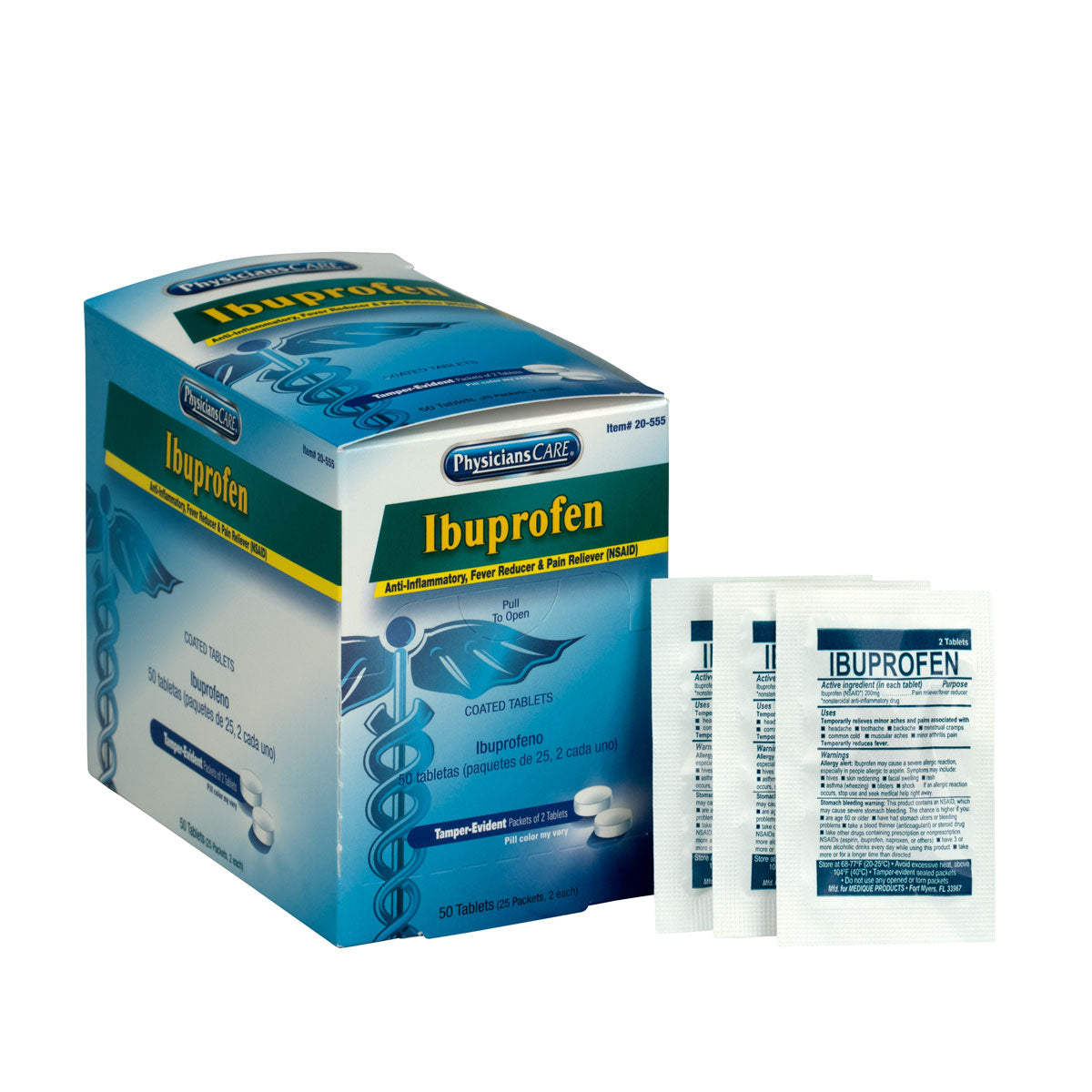 PhysiciansCare Ibuprofen, 2/pk, 25pk/bx (DROP SHIP ONLY - $150 Minimum Order)