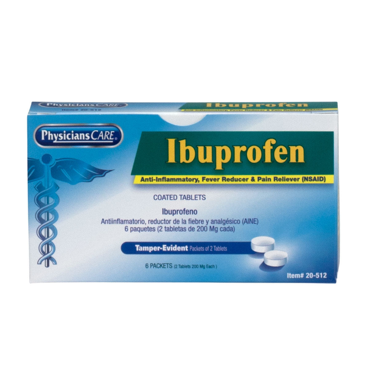 PhysiciansCare Ibuprofen, 2/pk, 6pk/bx (DROP SHIP ONLY - $150 Minimum Order)