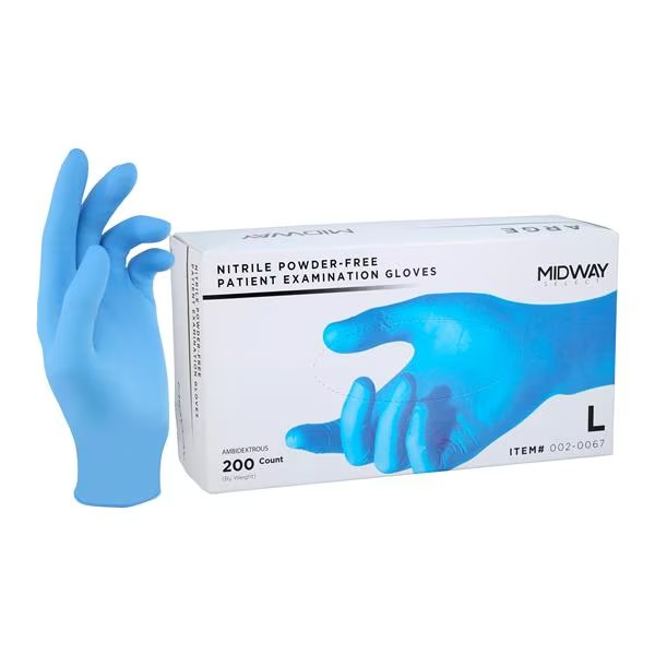 Nitrile Exam Gloves Large Non-Sterile 100/PK (002-0067)