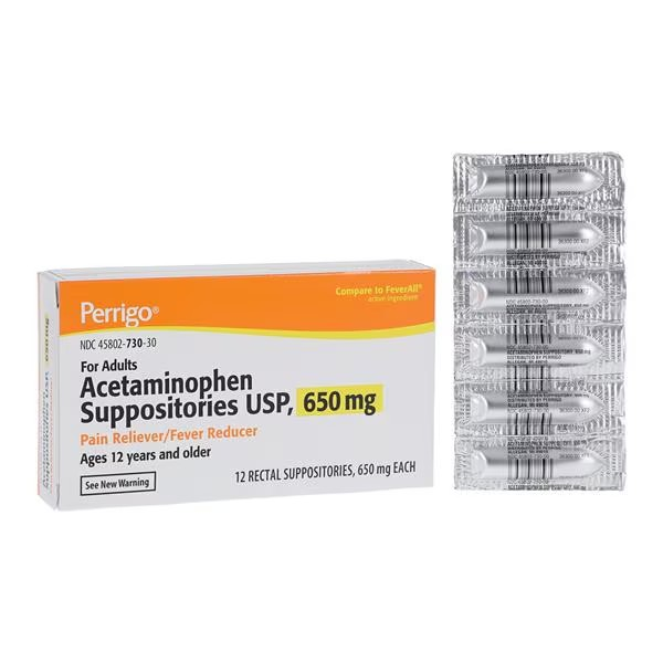 Acetaminophen Pain Reliever/Fever Reducer Suppository 650mg 12/Bx (4023800)