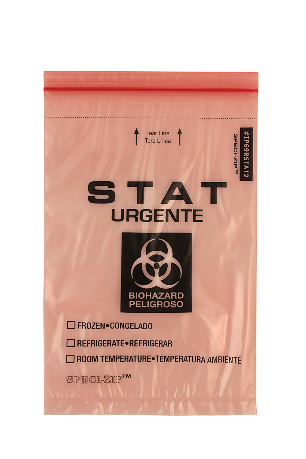 Lab Guard Standard, Single STAT Zip Closure with Flap, 6 x 9, 2 Mil, Red Tint/Black, 100/pk, 10 pk/cs