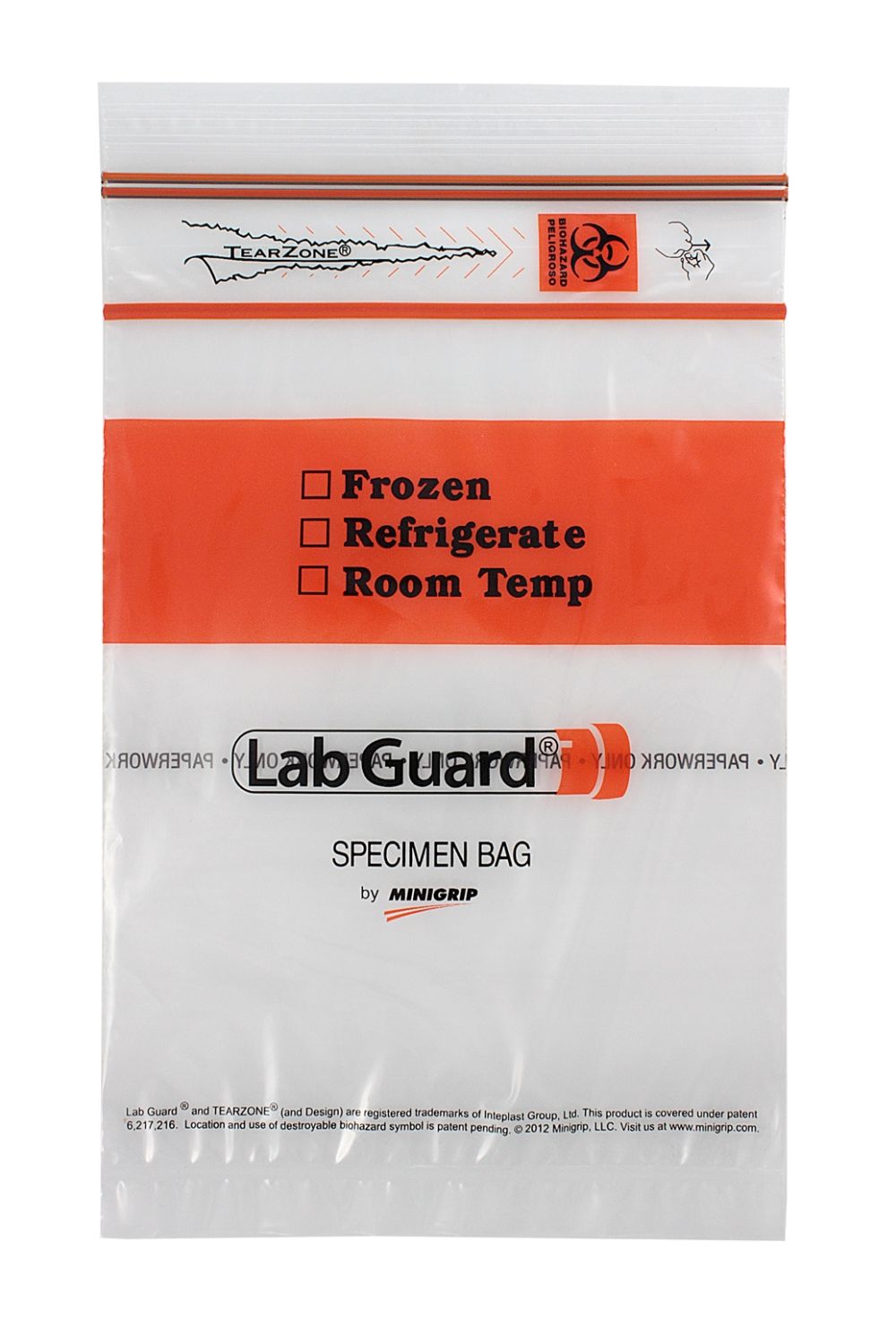 Lab Guard Double Zip Closure, No Flap, 6 x 9, 1.75 Mil, 4-Wall, 50/pk, 20 pk/cs