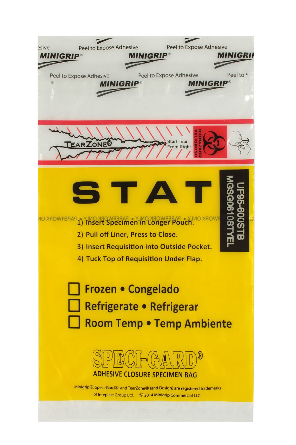 Speci-Gard Transport Bag, Permanent Adhesive Closure, STAT, 6 x 10, 3-Wall, Red Tint/Black with Flap, Destroyable, TearZone, 100/pk, 10 pk/cs