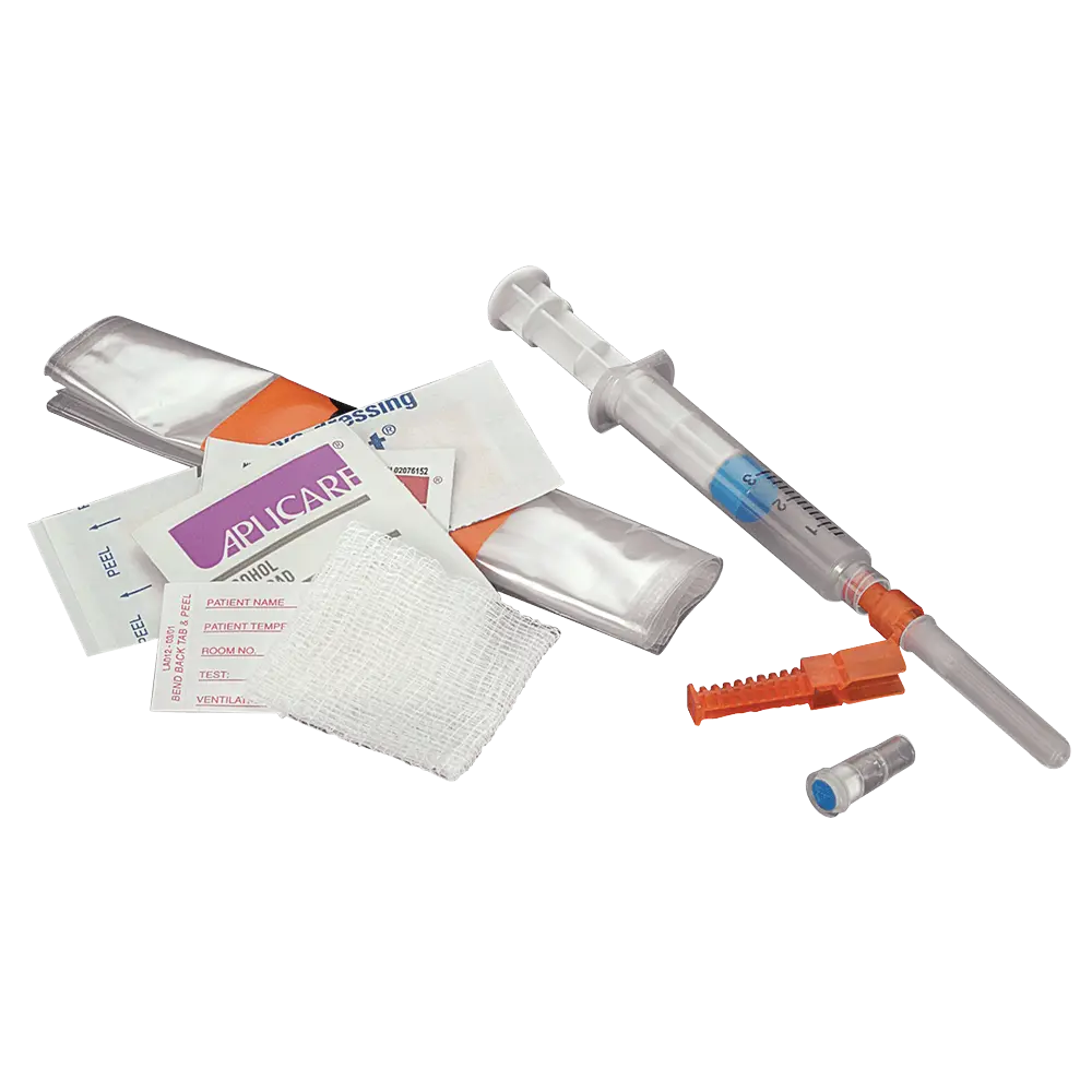 Pulsator Syringe, Dry Heparin, 3 ml, Luer Lok, Filter-Pro Device, 23G x 1" Preattached Needle with Needle-Pro Device, 22G x 1.5" Secondary Needle with Needle-Pro Device, Accessory Kit, Tyvek Packaging, 100/cs