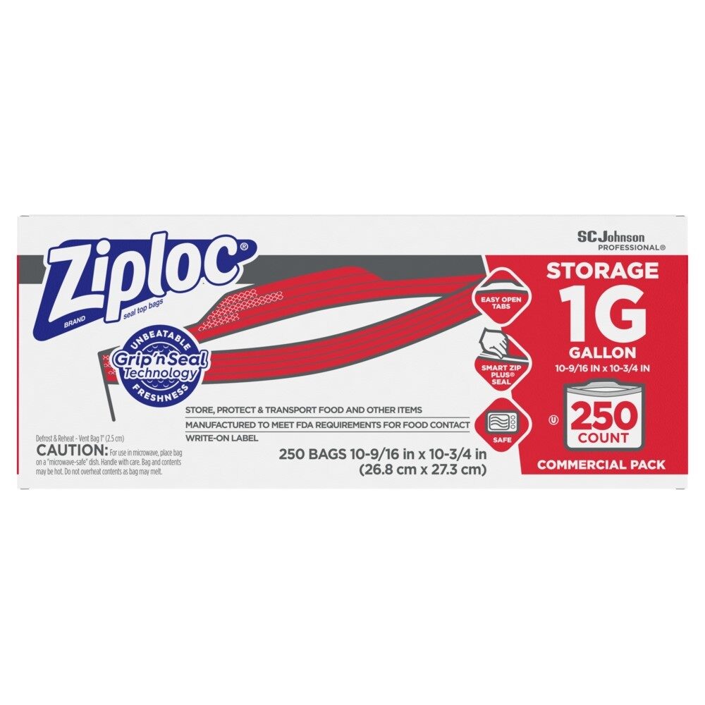 Ziploc Storage Bags, 1gal, 250/pk