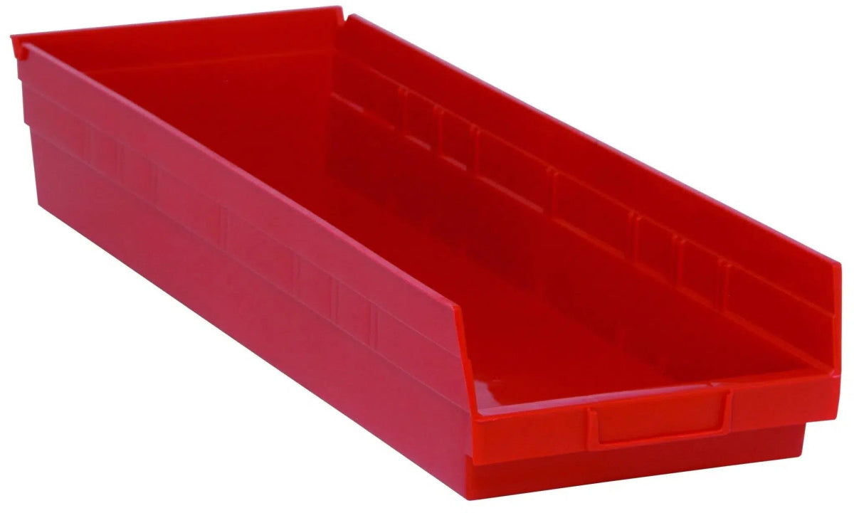 Shelf Bin, 23 5/8" x 8 3/8" x 4", Red, 6/ctn (DROP SHIP ONLY)