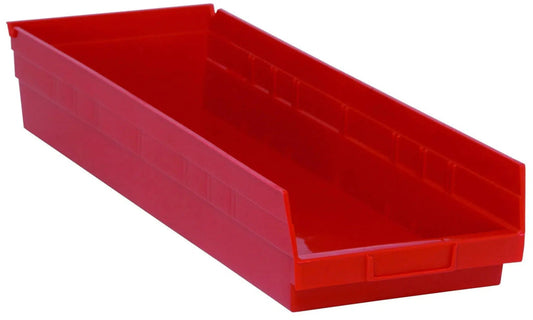 Shelf Bin, 23 5/8" x 8 3/8" x 4", Red, 6/ctn (DROP SHIP ONLY)
