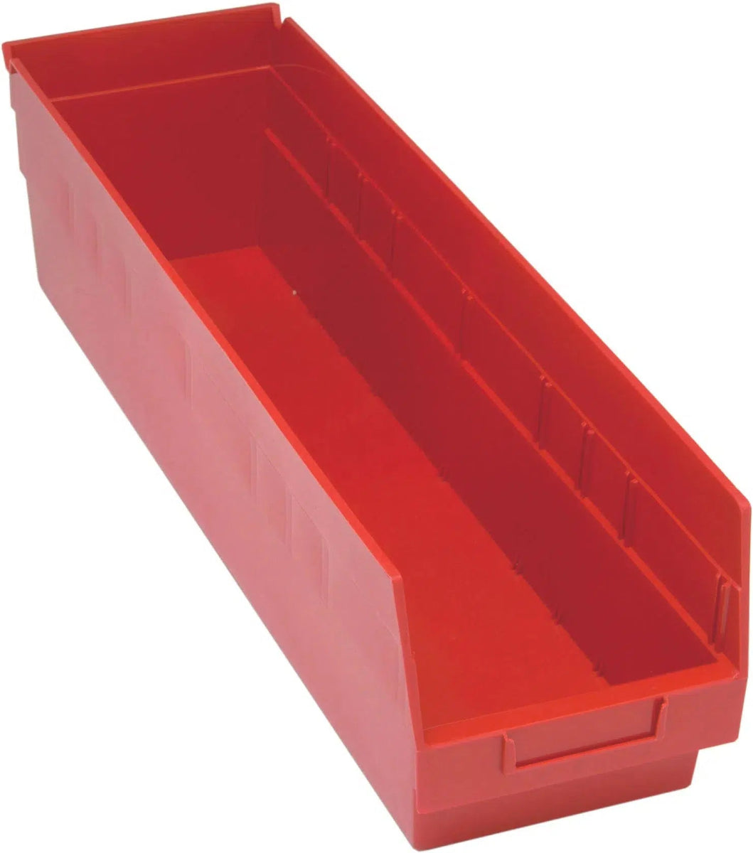 Shelf Bin, 23 5/8" x 6 5/8" x 6", Red, 8/ctn (DROP SHIP ONLY)