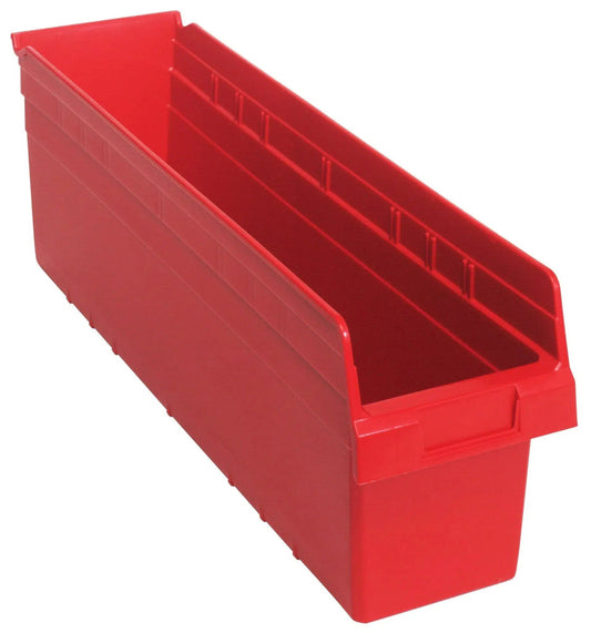 Shelf Bin, 23 5/8" x 6 5/8" x 8", Red, 8/ctn (DROP SHIP ONLY)