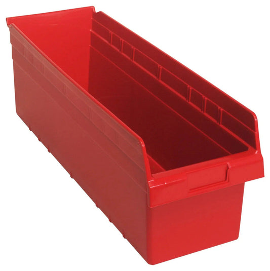 Shelf Bin, 23 5/8" x 8 3/8" x 8", Red, 6/ctn (DROP SHIP ONLY)