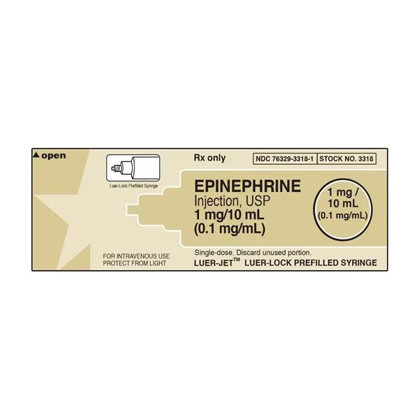 Epinephrine Injection 1:10m Luer-Jet Prefilled Syringe 10mL 10/Package (76329331801)