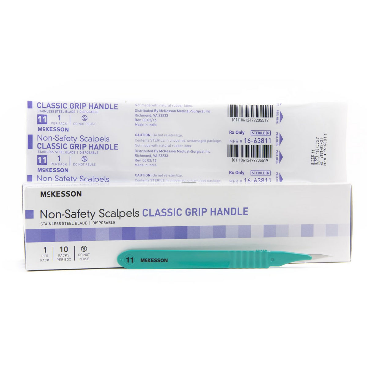 Scalpel McKesson No. 11 Stainless Steel / Plastic Classic Grip Handle Sterile Disposable 10/bx (16-63811)