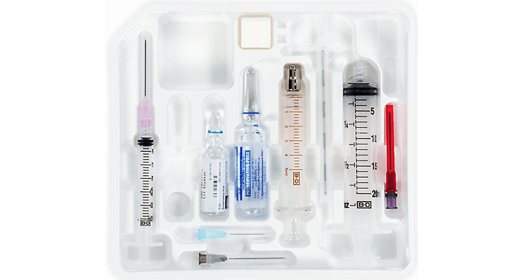 Support Tray: 18G x 1_" Filter Needle Blunt Tip, 25G x 1" Needle, 18G x 1_" Needle Short Bevel, 3mL Syringe Luer-Lok, 10mL Syringe Luer-Lok, 5mL Syringe Luer Slip, 7mL Epilor Syringe LOR Plastic Luer Slip, Lidocaine HCL (1%) 5mL, Sodium Chloride (0.9%) 10mL, Povidone-Iodine Topical Solution 0.75 oz (Rx), 10/cs (Temp Sensitive; Non-Returnable) (Continental US Only) (Drop Ship Requires Pre-Approval)
