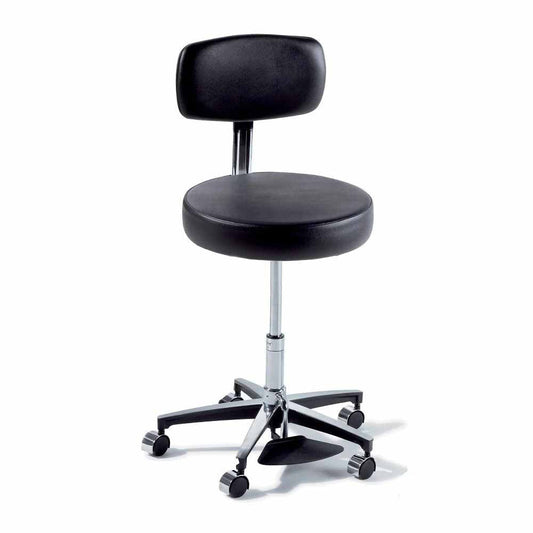 277 Basic Stool with Back, Pneumatically Adjustable, Foot Release, Obsidian (US Only) (DROP SHIP ONLY) (Delivery Info Sheet Required)