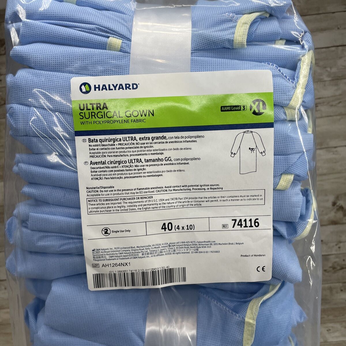 Surgical Gown, AAMI 3 Liquid Barrier Standard, Non-Reinforced, X-Large, Handi-Bin, 40/pk, 12 pk/cs (1 cs/plt) (US Only)