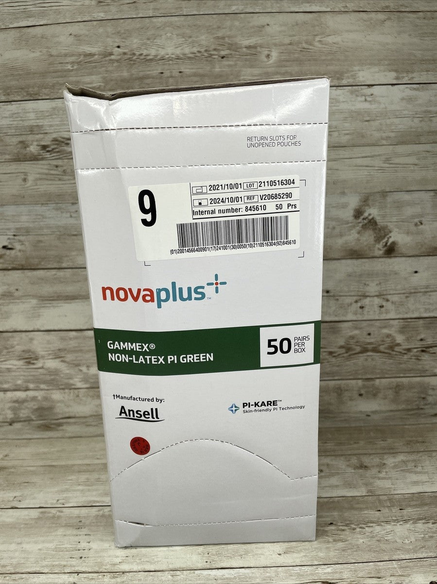 Gammex PI Green Glove, Polyisoprene, Size 9.0, Non-Latex, 50 pr/bx, 4 bx/cs (US Only) (For Sale to Authorized NovaPlus Customers Only)
