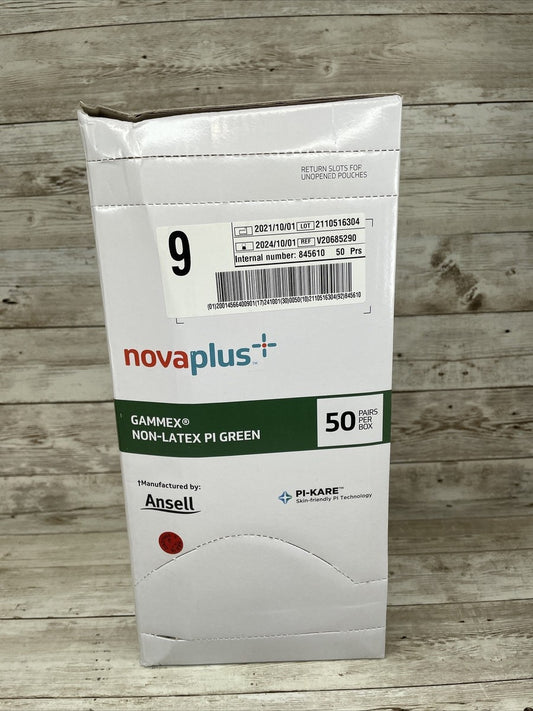 Gammex PI Green Glove, Polyisoprene, Size 9.0, Non-Latex, 50 pr/bx, 4 bx/cs (US Only) (For Sale to Authorized NovaPlus Customers Only)