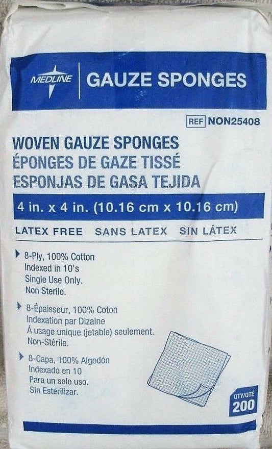 Gauze Sponge Woven NS 8Ply 2x2 200/bag, 25/bg/cs (D-3001)