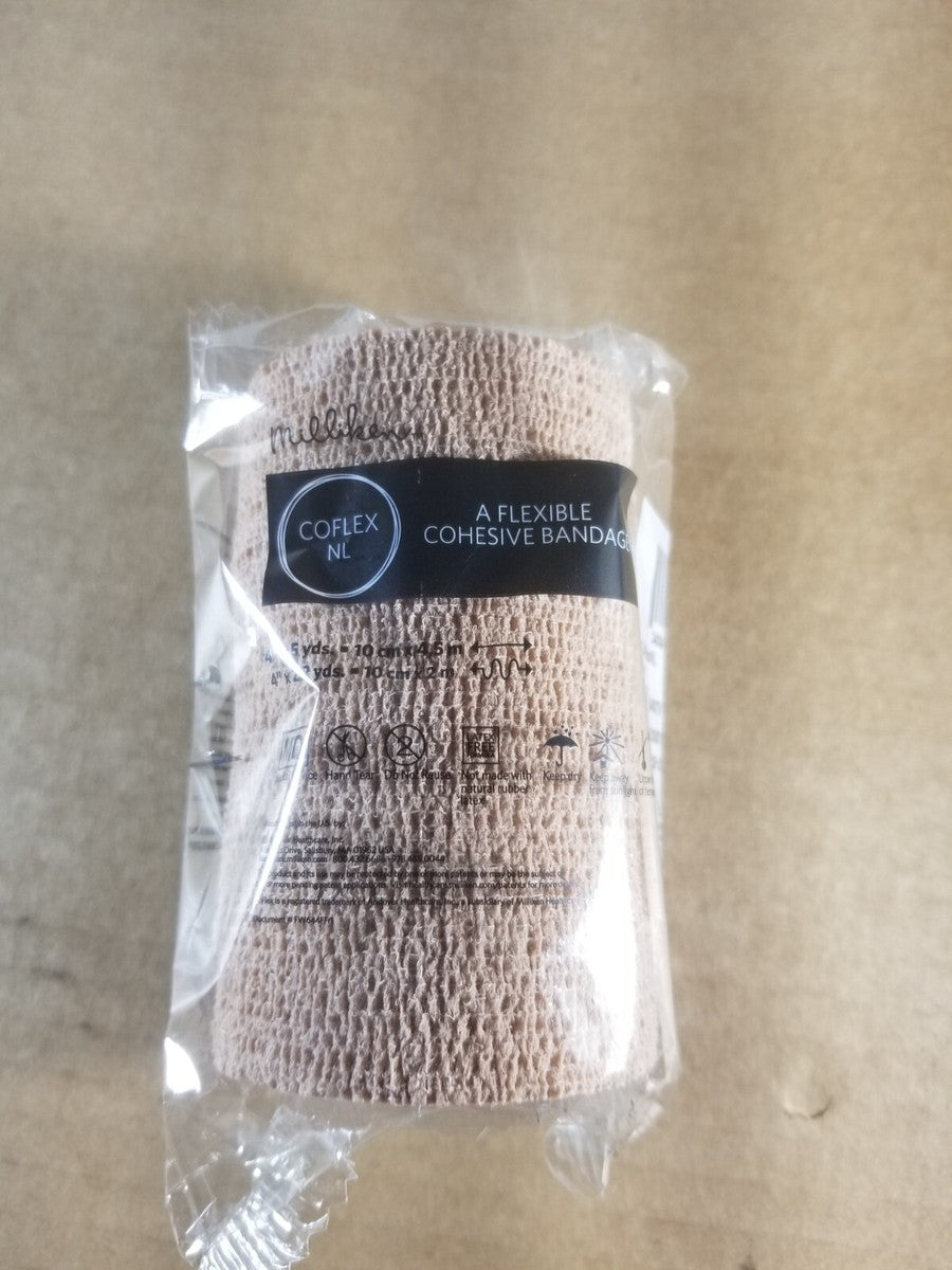 Self-Adherent Wrap, 4"x 5 yds, Tan, Hand Tear, Latex Free (LF), Bulk, 100 rl/cs