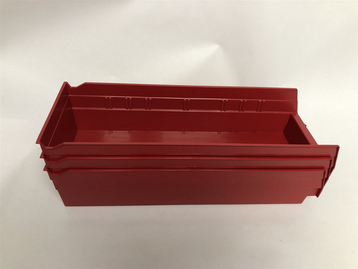 Shelf Bin, 17 7/8" x 6 5/8" x 4", Red, 20/ctn (DROP SHIP ONLY)