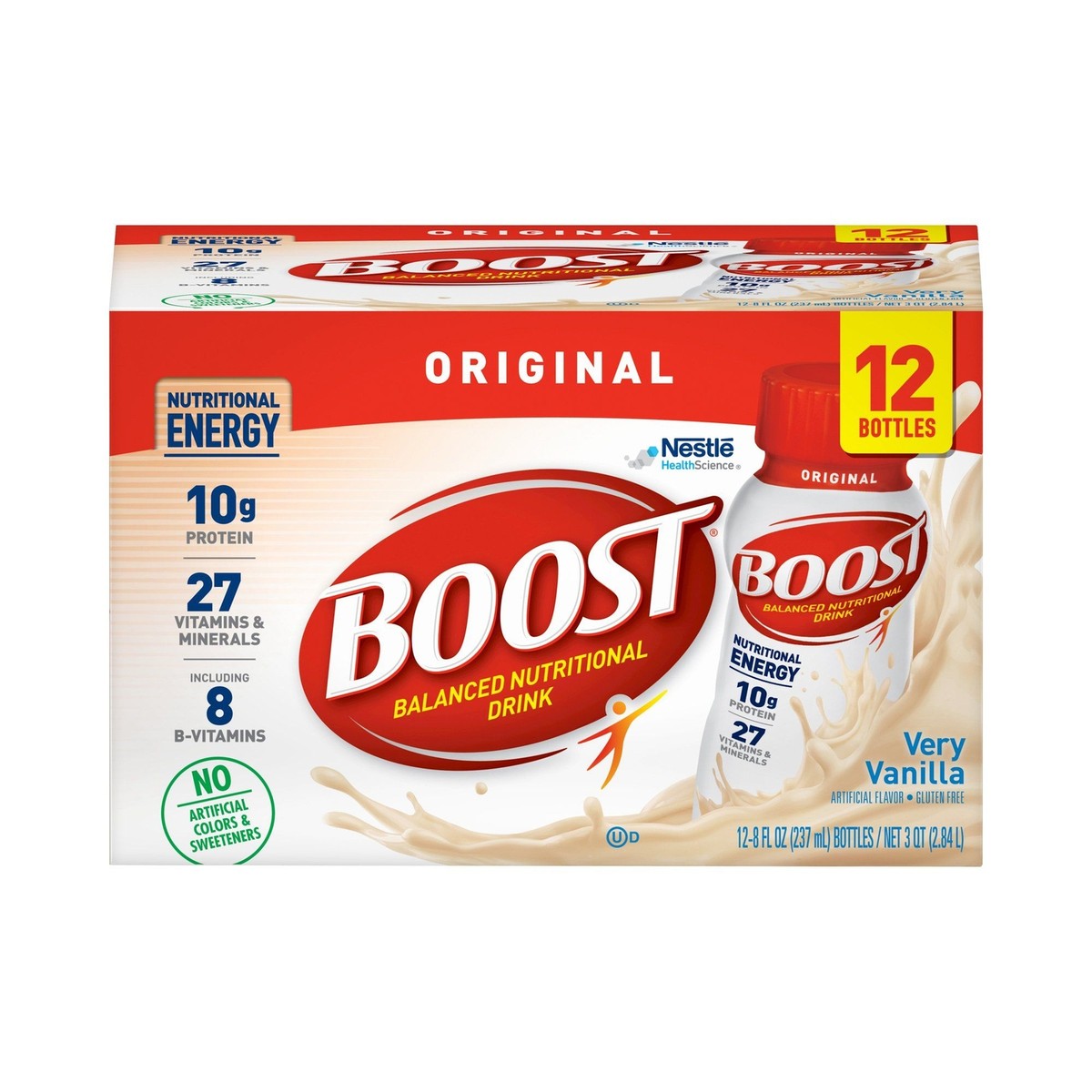 Boost Original, Vanilla, 8 oz Bottle, 12/pk, 2 pk/cs (Minimum Expiry Lead is 90 days; Non-Returnable) (Continental US Only) (Nestle products cannot be sold online without Nestle's prior written permission) (Products cannot be sold on Amazon.com or any other 3rd party site)