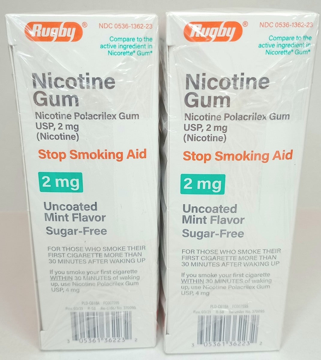Nicotine Gum, 2mg, 110s, Mint, Compare to Nicorette, 24/cs, NDC# 00536-1362-23 (US Only)
