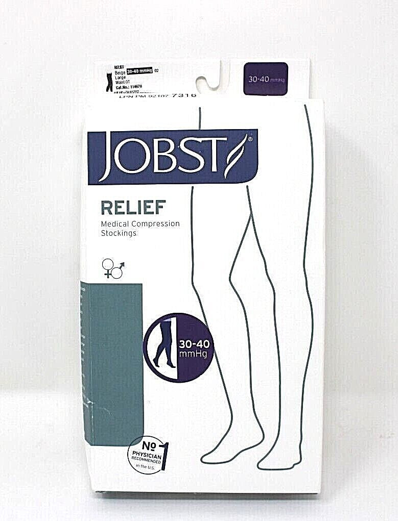 Compression Pantyhose, Waist High, 30-40mmhg, Open Toe, Large, Beige (Continental US Only)