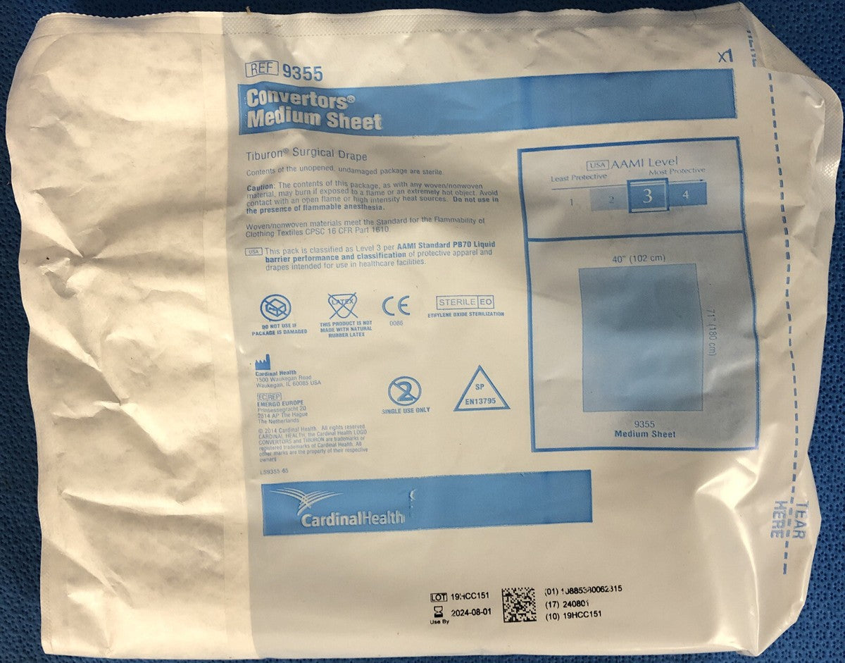 Surgical Drape, Medium Sheet, 40" x 71", Sterile, 20/cs (Continental US Only)