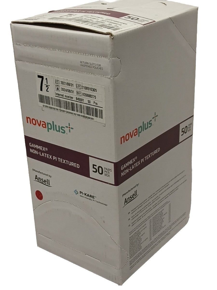Gammex PI Glove, Polyisoprene, Textured, Size 7.5, Non-Latex, 50 pr/bx, 4 bx/cs (US Only) (For Sale to Authorized NovaPlus Customers Only)