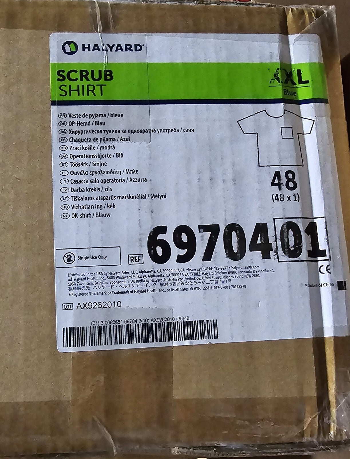 Scrub Shirt, Blue, 2X-Large, 48/cs (US Only)
