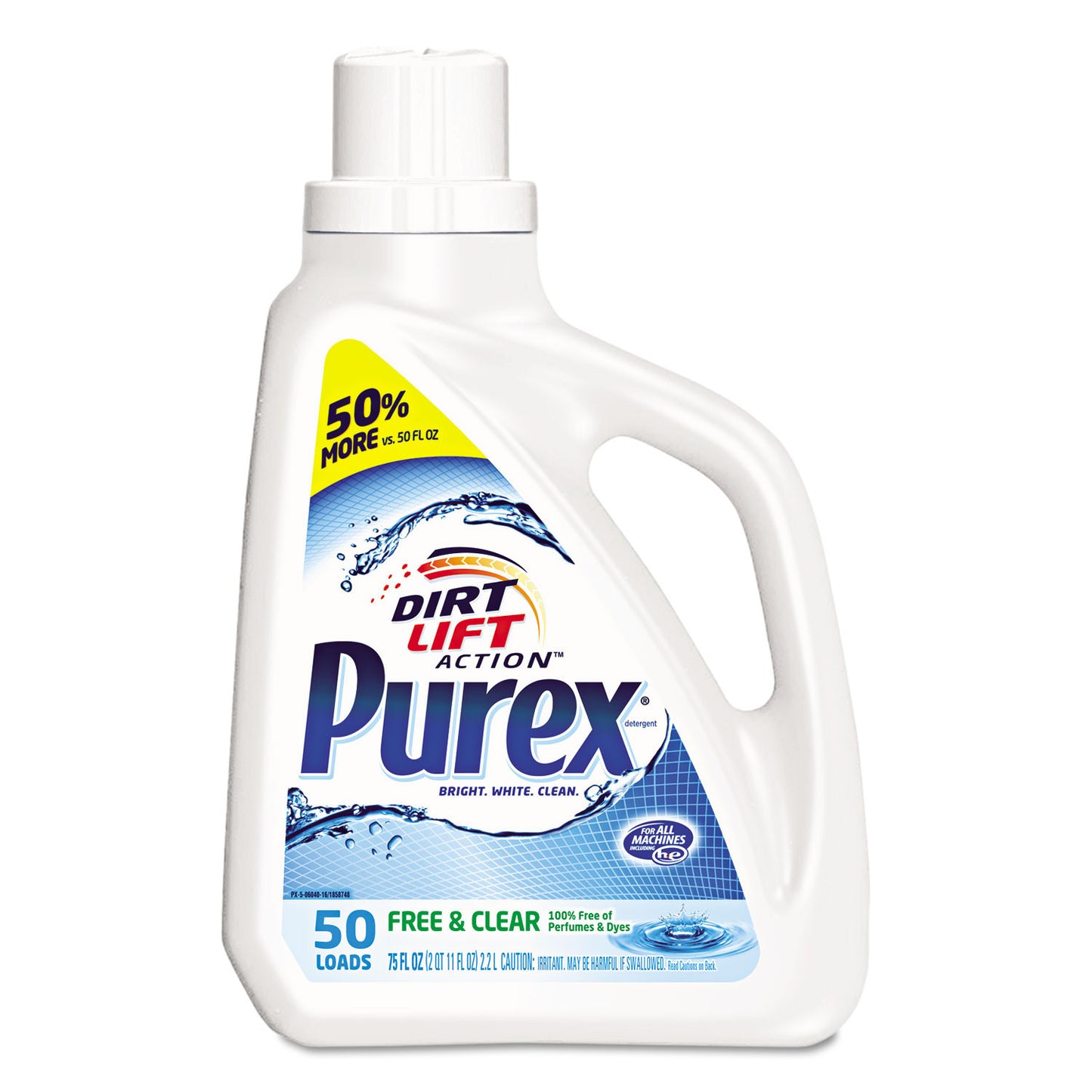 Laundry Detergent, Liquid, Free and Clear, 75 oz, 6/cs
