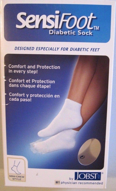Diabetic Sock, Mini-Crew Style, Closed Toe, White, Medium (Continental US Only)