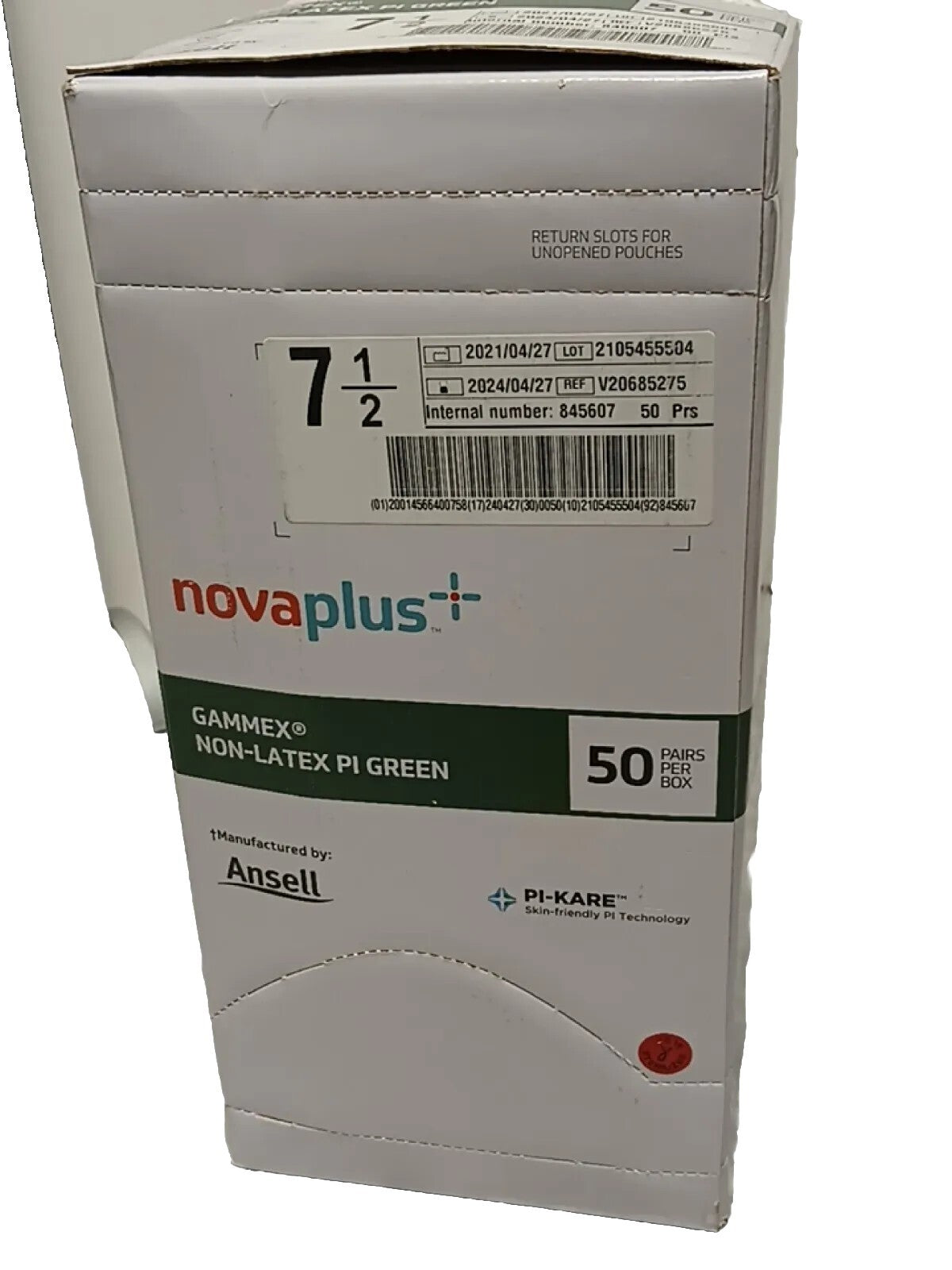 Gammex PI Green Glove, Polyisoprene, Size 7.5, Non-Latex, 50 pr/bx, 4 bx/cs (US Only) (For Sale to Authorized NovaPlus Customers Only)