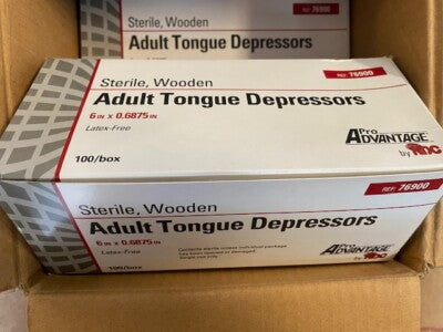 Tongue Depressor, Adult 6" x 11/16", Sterile, 1/pk, 100 pk/bx, 10 bx/cs (72 cs/plt)